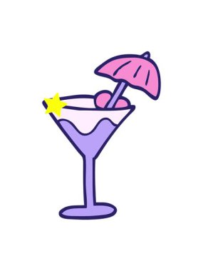 Parlayan yıldızlar çizgi film karalama kokteylinin animasyonunu etkiler.