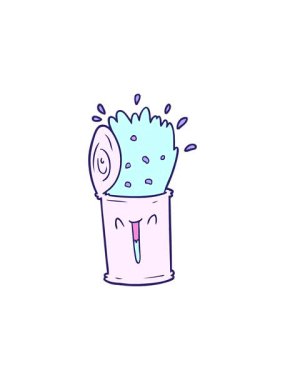 Dikkat çekici çizgi film animasyonu Happy Motion çorba kutusu.