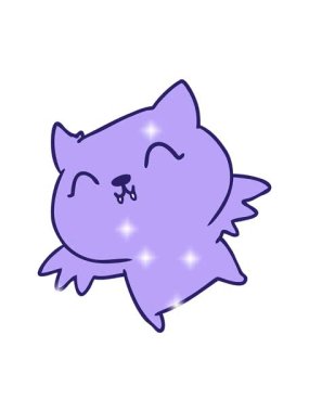 Sevimli kawaii yarasasının el çiziminin ışıltılı etkisi.