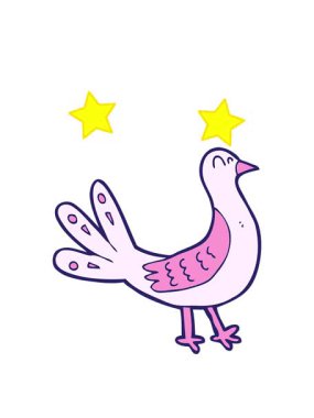 dönen yıldızlar sevimli kuşun retro çizgi filminin animasyonu