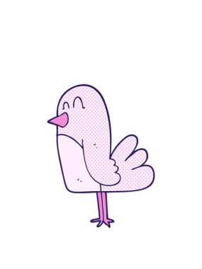 freehand çizilmiş çizgi film kuşunun animasyonunu genişletiyor