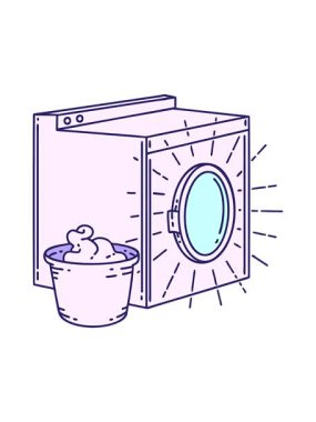 Geleneksel dövme biçimi çamaşır makinesinin canlandırmasını salla ve durdur