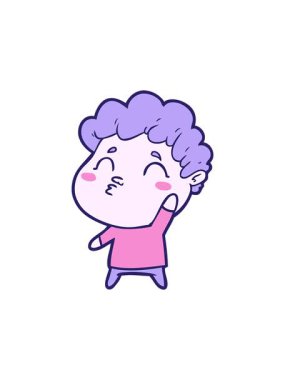 Dikkat çekici çizgi film karakteri somurtuyor.