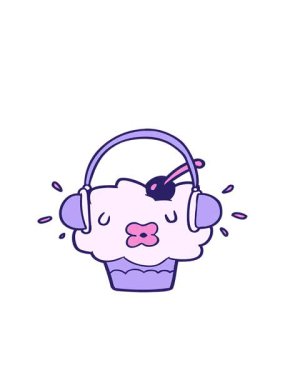 Müzik dinleyen komik çizgi film kekinin hareketli animasyonu.