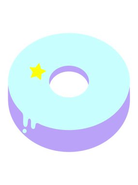 Parıldayan yıldızlar donut atıştırmalık çizgi filminin animasyonunu etkiler.