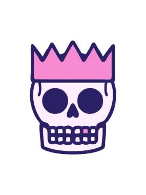 Titreyen hareketler ikonik dövme stili bir kafatası ve taç görüntüsü.