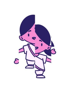 Kolları açık mutlu Hintli kadın animasyonu.