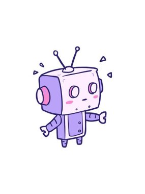 Sevimli çizgi film sürpriz robotunun radyoaktif ışıltılı animasyonu