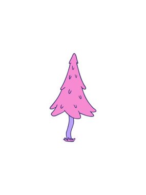 Ormanlık çam ağaçlarının çizgi film karalamalarının el yapımı parlayan radyoaktif animasyonu