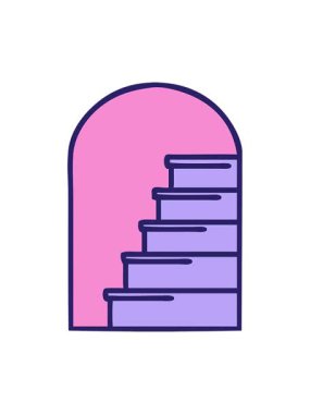 Basınç, basamaklara açılan bir kapının ikonik dövme stili görüntüsünün canlandırması