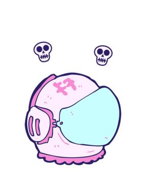 Çizgi film astronot kaskının kafatası animasyonu