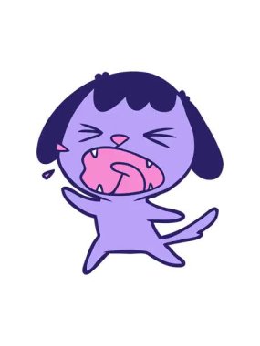 Karikatür köpeğinin havlamasının titreyen hareketi.