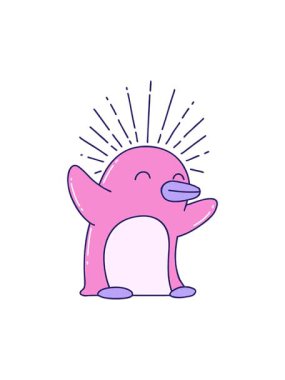 Geleneksel dövme stili mutlu penguenin hareketli canlandırması