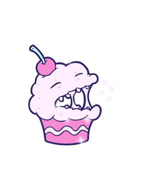 Komik karikatür kek çiziminin ışıltılı etkisi