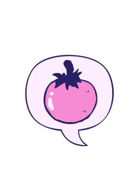 Yanıp sönen radyal çizgiler konuşma baloncuklu çizgi film domatesi animasyonu