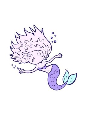 Çizgi film deniz kızı çiziminin hareketli animasyonunu oynat