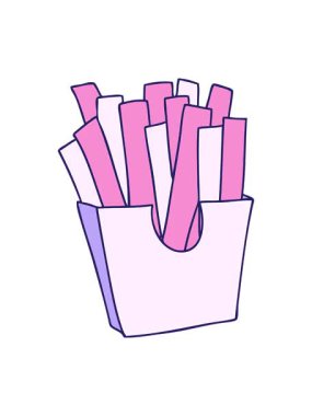 Dönen hareketli el çizimi çizgi film patates kızartması.