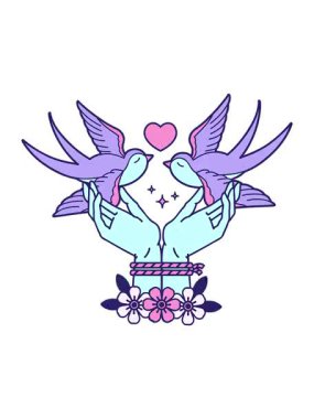 Dövmenin animasyonunu geleneksel eller ve kırlangıçlar tarzında pikselleştirin