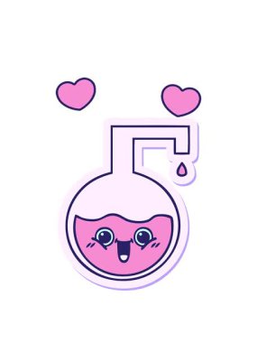 Tatlı karikatür bilim deneyinin dönen kalp animasyonu