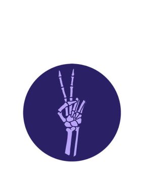 İskeletin zıplama hareketi bir barış işareti karikatürü veriyor