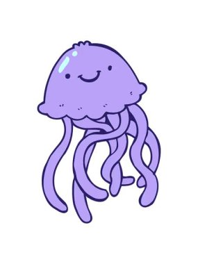 Çizgi film mutlu denizanasının animasyonunu renklendir