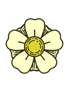 Geleneksel dövme stili dekoratif çiçeğin renk canlandırması