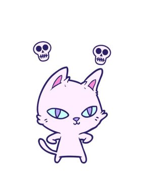 Çizgi film kedisinin kafatası animasyonu.