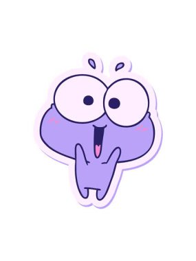 Yapıştırma çizgi filminin basınçlı animasyonu Kawaii şirin kurbağayı heyecanlandırdı