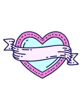 Dövmenin geleneksel bir kalp ve bayrak tarzında canlandırmasını renklendir