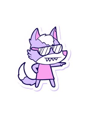 Havalı bir kurt kızın çıkartmasının neon ışık efekti.