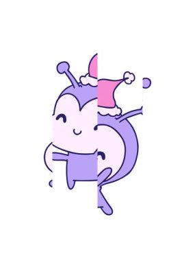 splitting motion animation of hand drawn christmas cartoon of kawaii lady bug