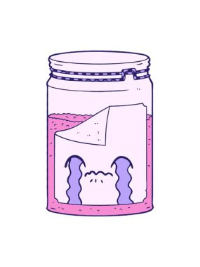 Çizgi film kavanozunun ağlamasını salla ve durdur.