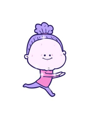 Mutlu yaşlı bir kadının çizgi filminin ışıltı etkisi.