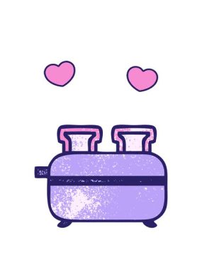 dönen kalp animasyonu çift tost makinesinin retro grunge doku çizgi filmi