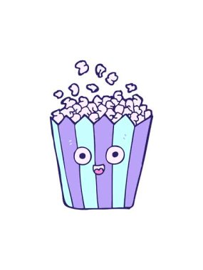 Basit patlamış mısır tasarımının dönen hareketli animasyonu