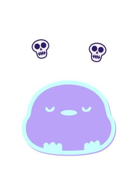 sevimli çizgi film bebek kuş çıkartması tasarımının kafatası animasyonu