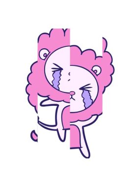 Karikatür ağlayan aslanın hareketli animasyonu