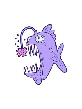 Çizgi film fener balığının hareketli animasyonu