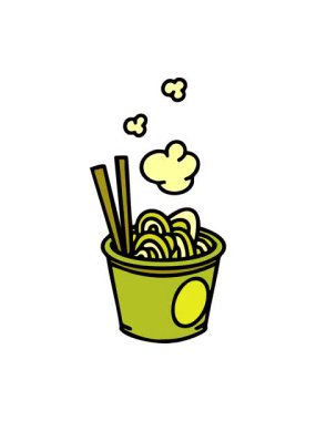 Sıcak yemek çubuklarıyla erişteyi çıkarmanın renk değişimi