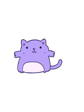 Çizgi film kedisinin eğlenceli bir canlandırmasının yatay titreşimli animasyonu