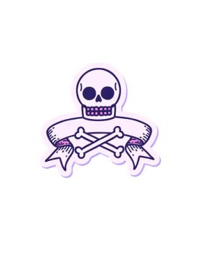 Dövme stili çıkartmanın yükselmesi ve yüzdürülmesi bir kafatası sancağı ile