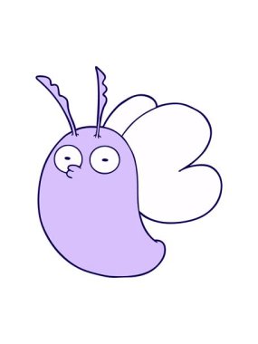 Çizgi film kelebeği görüntüsünün neon ışık efekti