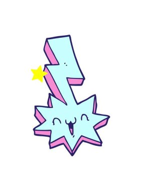 twinkling stars effect animation of cartoon lightning bolt