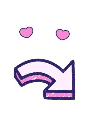 Eğri Ok Tebeşir Çiziminin dönen kalp animasyonu