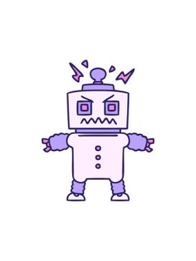 El çiziminin hareketli animasyonu, çizgi film robotu.