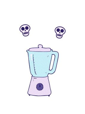 freehand çizilmiş karikatür karıştırıcısının kafatası animasyonu