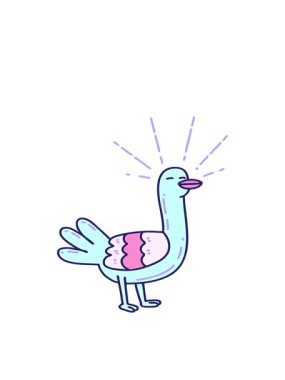 Geleneksel dövme stili deniz kuşunun hareketli canlandırması