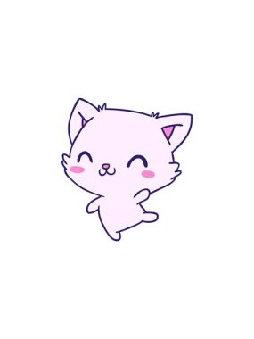 Şirin kawaii kedisinin karikatür çiziminin gösterişli satış animasyonu