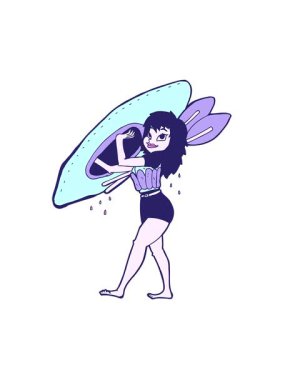 Kano taşıyan karikatür kadının hareketli animasyonu.