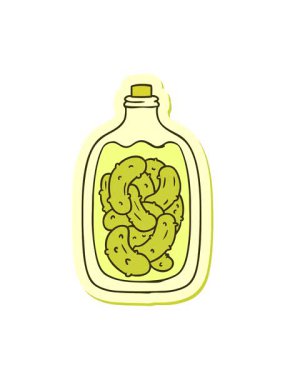 El çizimi karikatür karikatürü turşulu turşu kavanozunun renk değişimi